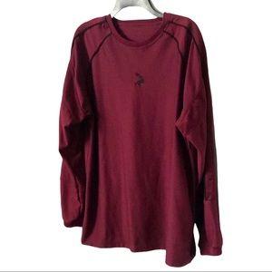 Mens Athletic Maroon burgundy Long-sleeved Shirt Size XL